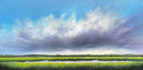 Original art for sale at UGallery.com | Horizon Marsh Clouds II by Nancy Hughes Miller | $3,000 | oil painting | 24' h x 48' w | thumbnail 1