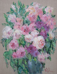 oil painting by Oksana Johnson titled Pink and White Bliss