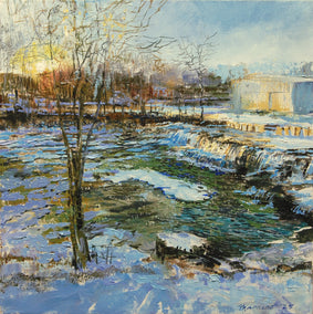 oil painting by Onelio Marrero titled Rockaway River Cold Snap