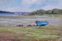 Original art for sale at UGallery.com | Barque Bleue by Pascal Giroud | $600 | oil painting | 16.1' h x 10.7' w | thumbnail 1