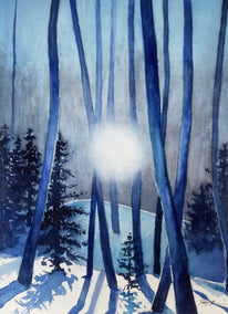 watercolor painting by Patty Phan titled Winter Blues