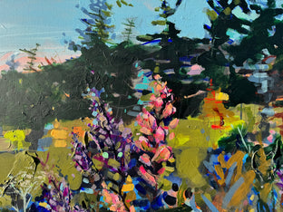 Lilac and Pines by Rebecca Klementovich |   Closeup View of Artwork 