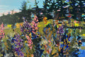 Original art for sale at UGallery.com | Lilac and Pines by Rebecca Klementovich | $1,400 | acrylic painting | 24' h x 36' w | thumbnail 1