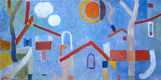 Original art for sale at UGallery.com | Red Roofs by Robert Hofherr | $1,200 | acrylic painting | 18' h x 36' w | thumbnail 1