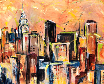 acrylic painting by Sharon Sieben titled DownTown