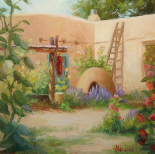 Kiva and Hollyhocks by Sherri Aldawood |  Artwork Main Image 