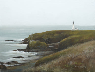 oil painting by Steve Boggs titled Yaquina Head Light