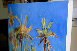 Coconut Palm Trees and the Blue Sky by Suren Nersisyan |  Side View of Artwork 