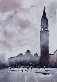 watercolor painting by Swarup Dandapat titled Piazza San Marco, Venice