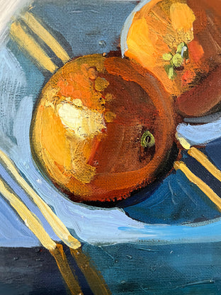 Tangerine Table Top by Tara Zalewsky-Nease |   Closeup View of Artwork 