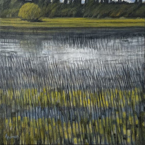 acrylic painting by Theresa Andreas-O'Leary titled Peaceful Pond