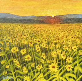 acrylic painting by Theresa Andreas-O'Leary titled Summer Sunflowers