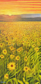 mixed media artwork by Theresa Andreas-O'Leary titled Sunrise Sunflowers