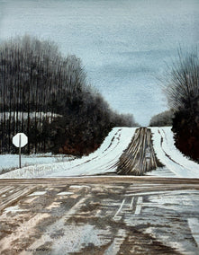 watercolor painting by Vic Roschkov titled Middle of Nowhere