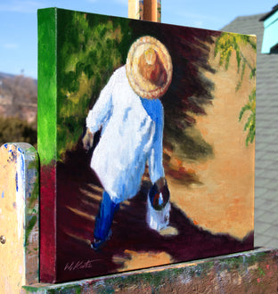 Spring Shadows and Straw Hat by Warren Keating |  Side View of Artwork 