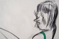 Original art for sale at UGallery.com | Kira by Yana Medow | $2,550 | charcoal drawing | 36.2' h x 28.7' w | thumbnail 4