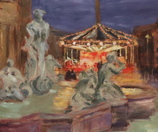 Holiday Magic at Piazza Navona by Yangzi Xu |   Closeup View of Artwork 