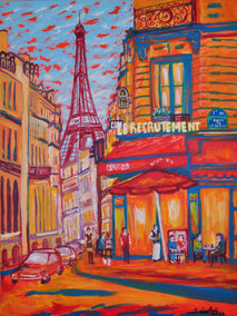 acrylic painting by Zelie Alice titled Le Recrutement Cafe