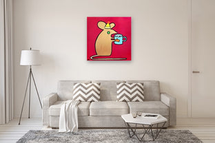 Mouse with Hot Chocolate by Jessica JH Roller |  In Room View of Artwork 