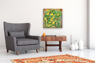 Green Snakes by Kira Yustak |  In Room View of Artwork 