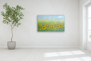 Misty Sunflowers by Sally Adams |  In Room View of Artwork 