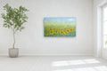 Original art for sale at UGallery.com | Misty Sunflowers by Sally Adams | $5,350 | acrylic painting | 36' h x 60' w | thumbnail 5