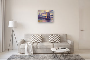 Brooklyn Bridge (Violet Shadows) by Suren Nersisyan |  In Room View of Artwork 