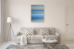 Indigo/Beige Stripes by Janet Hamilton |  In Room View of Artwork 