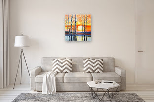 Sunset Through the Trees by John Jaster |  In Room View of Artwork 