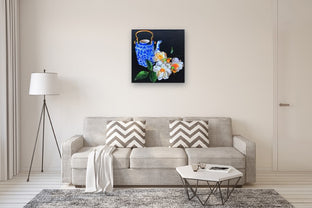 Blue Teapot and Roses by John Jaster |  In Room View of Artwork 