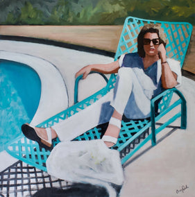 acrylic painting by Carey Parks titled Relaxing at the Pool