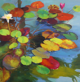 oil painting by Andres Lopez titled Morning in the Pond