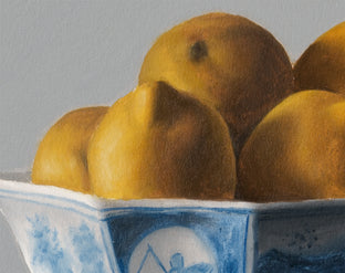 Lemons in a Chinese Porcelain by Daniel Caro |   Closeup View of Artwork 