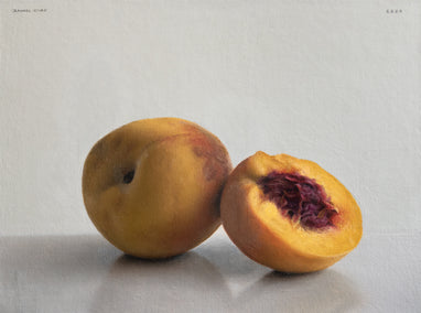 oil painting by Daniel Caro titled Peach and a Half