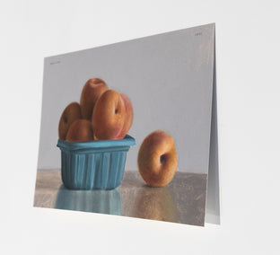 Peaches in a Turquoise Basket by Daniel Caro |  Side View of Artwork 