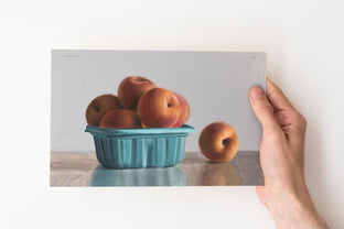 Peaches in a Turquoise Basket by Daniel Caro |  Context View of Artwork 