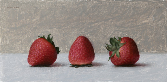 oil painting by Daniel Caro titled Three Strawberries