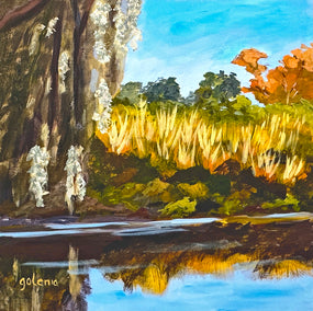 acrylic painting by JoAnn Golenia titled Spanish Moss and River Grasses