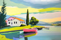 Original art for sale at UGallery.com | Summer on the Lake by John Jaster | $1,300 | acrylic painting | 24' h x 36' w | thumbnail 1