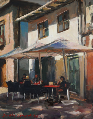 Sidewalk Cafe in Spain by Jonelle Summerfield |  Artwork Main Image 