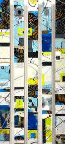 mixed media artwork by Linda Shaffer titled Big Zips 4 - Between The Lines