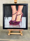 Original art for sale at UGallery.com | Louboutin Ditassima (in Burgundy) by Malia Pettit | $1,050 | oil painting | 13.25' h x 13.25' w | thumbnail 3