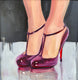 Original art for sale at UGallery.com | Louboutin Ditassima (in Burgundy) by Malia Pettit | $1,050 | oil painting | 13.25' h x 13.25' w | thumbnail 1