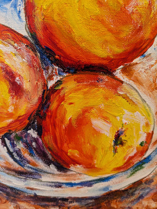 Three Nectarines Still Life by Samuel Pretorius |   Closeup View of Artwork 