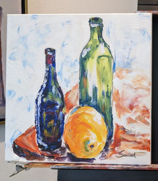 Two Bottles and an Orange by Samuel Pretorius |  Context View of Artwork 