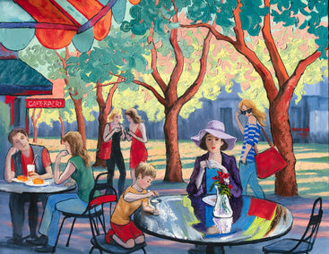 oil painting by Stanislav Sidorov titled Sunday Morning. Street Café in Boulder, Colorado