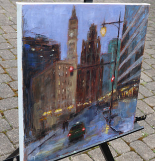 Purple Evening on Wacker Dr. by Yangzi Xu |  Side View of Artwork 