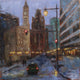 Original art for sale at UGallery.com | Purple Evening on Wacker Dr. by Yangzi Xu | $500 | oil painting | 16' h x 16' w | thumbnail 1