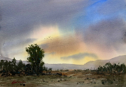 watercolor painting by Posey Gaines titled Sunrise New Mexico