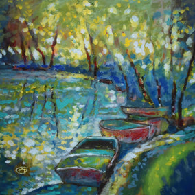 acrylic painting by Kip Decker titled Summer Boats 2